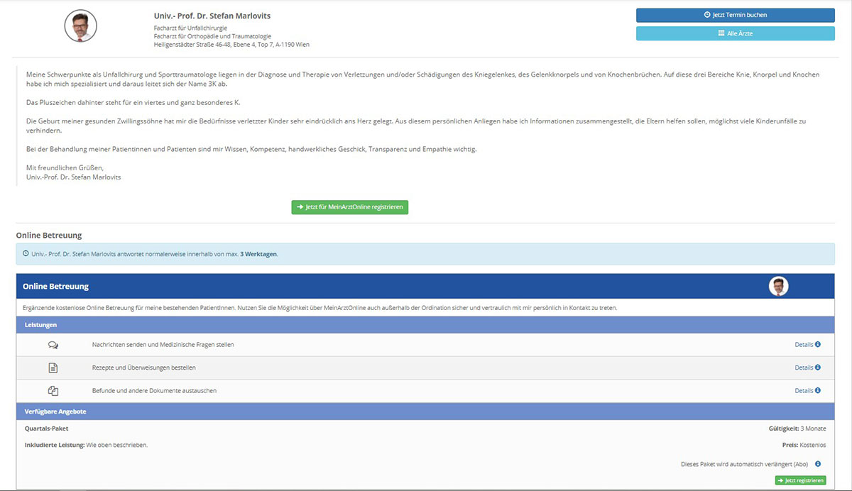 Dr. Marlovits auf MeinArztOnline