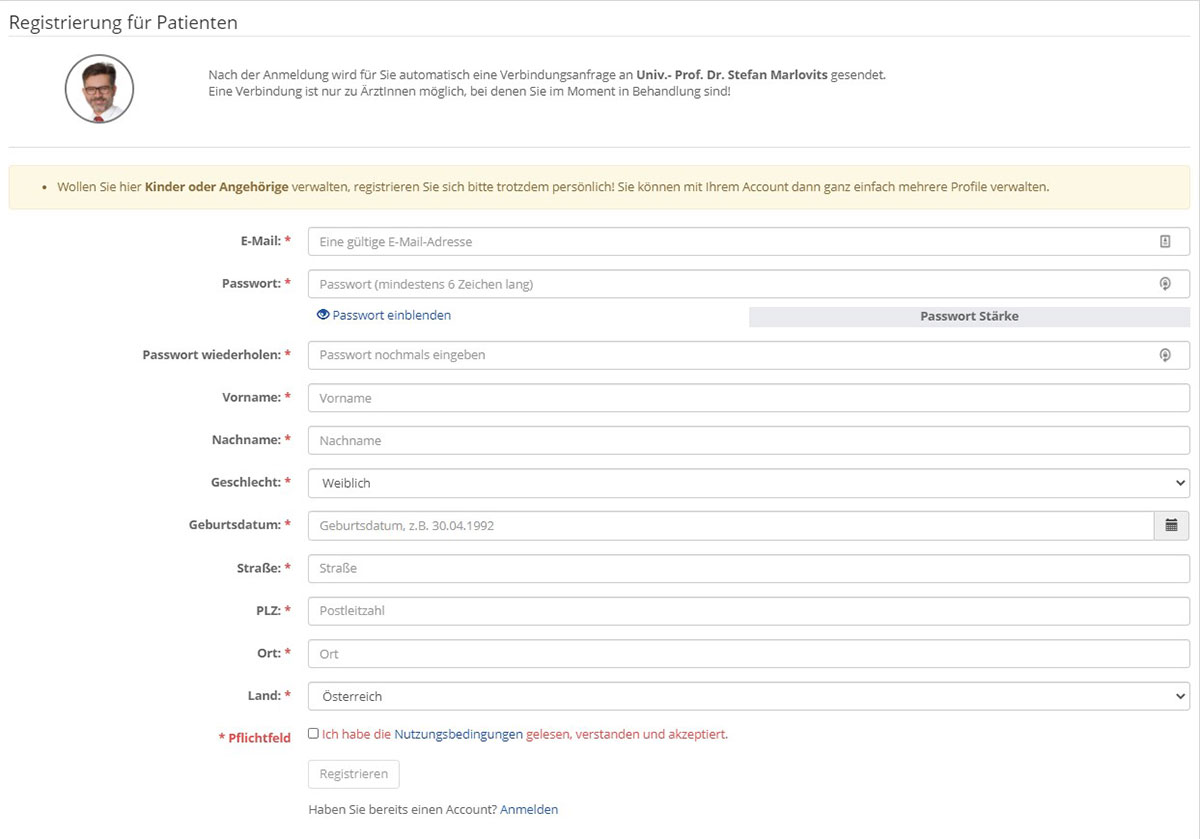 Online-Registrierung MeinArztOnline